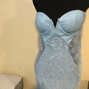 Fashion Nova Strapless Light Blue Dress